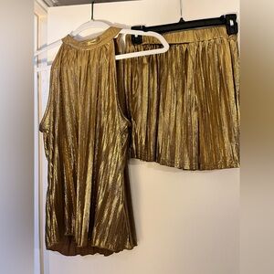 Gold Lamé Short Set
